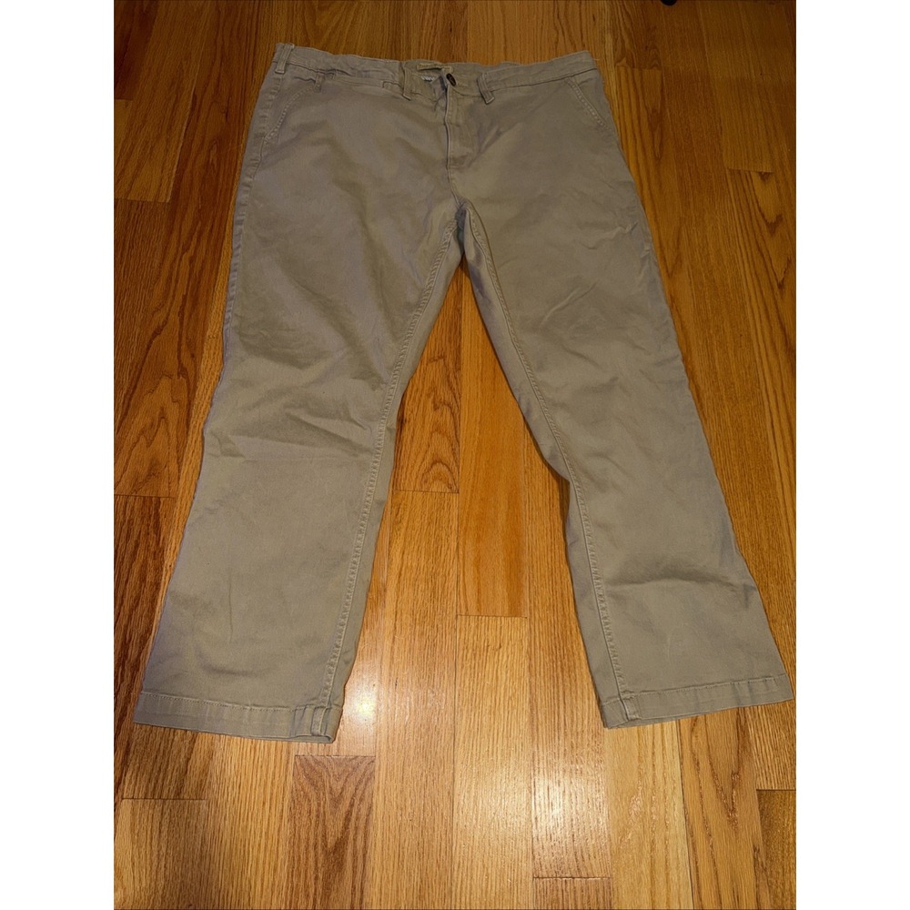 Elliot Mulryan Khaki Chino Pants Flat Front Straight Leg Mens 40/30 Beige
